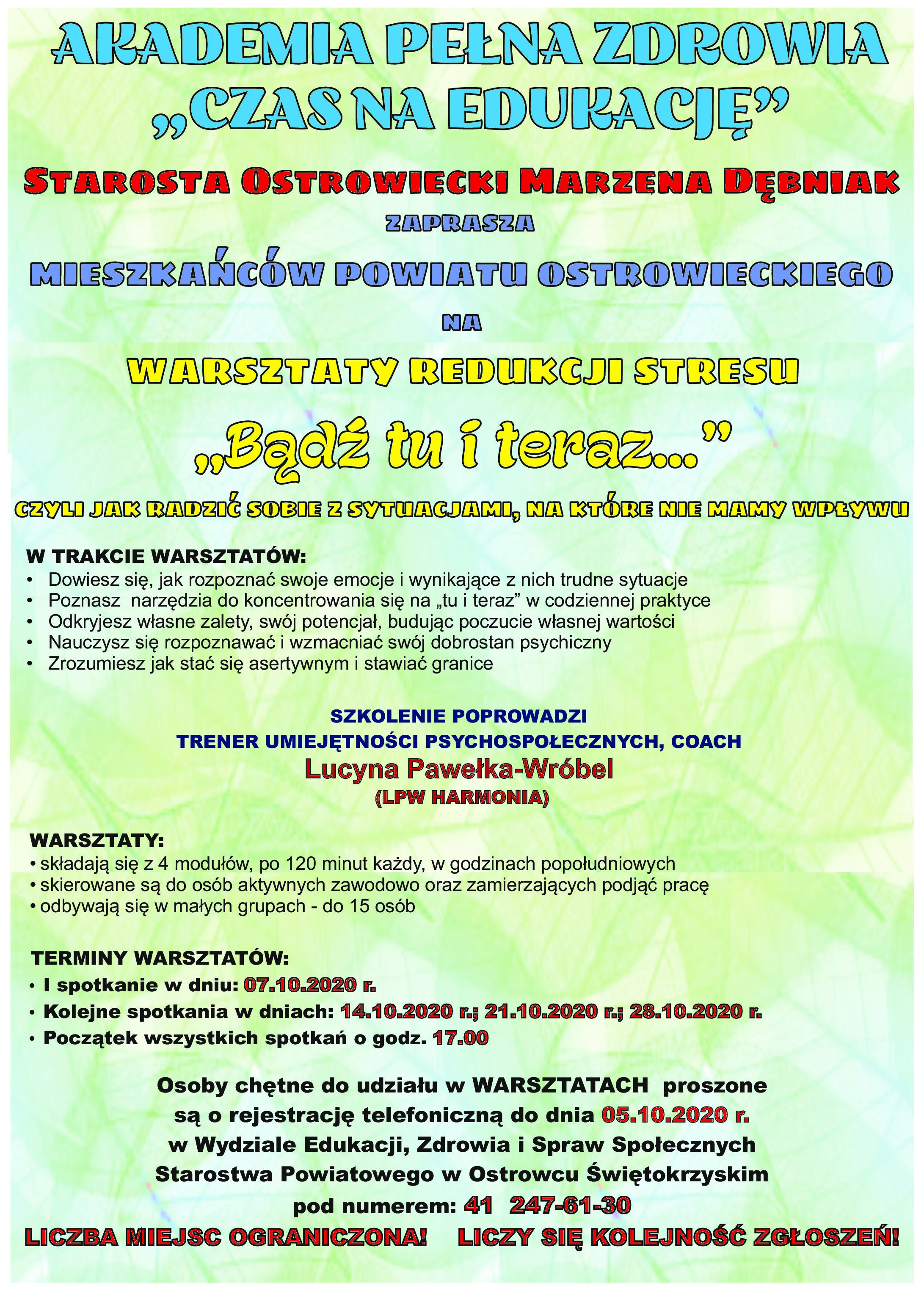 Więcej o: Zapisy na warsztaty redukcji stresu